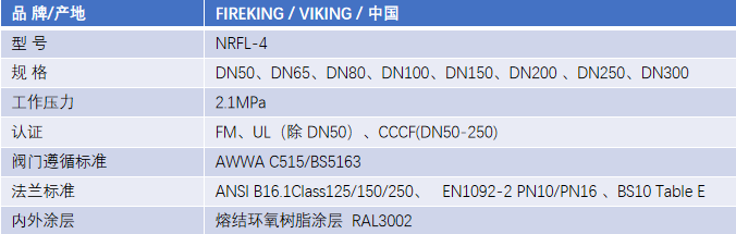 FM认证viking 威景弹性阀板暗杆闸阀DN50