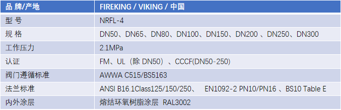 FM认证viking 威景弹性阀板暗杆闸阀DN100