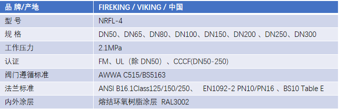 FM认证viking 威景弹性阀板暗杆闸阀DN300